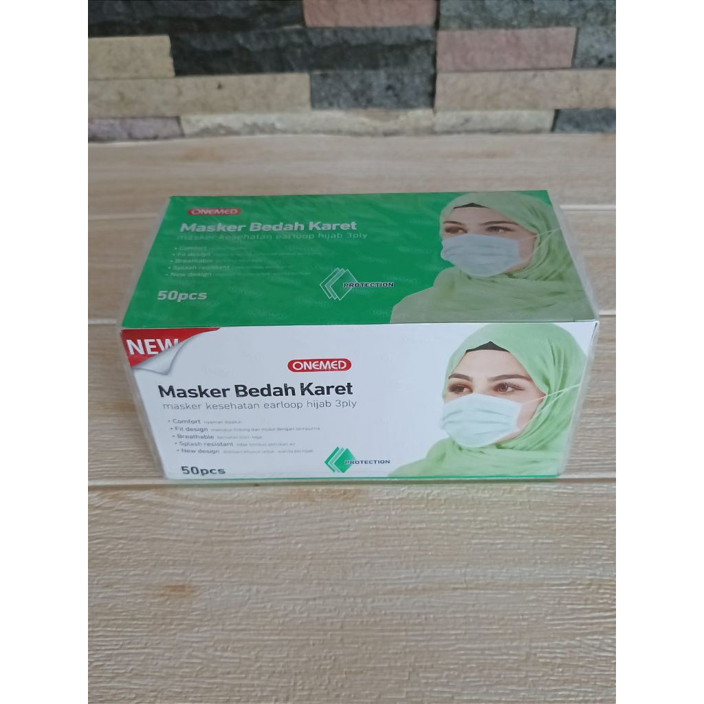 Masker Hijab Onemed Warna Hijau isi 50 pcs