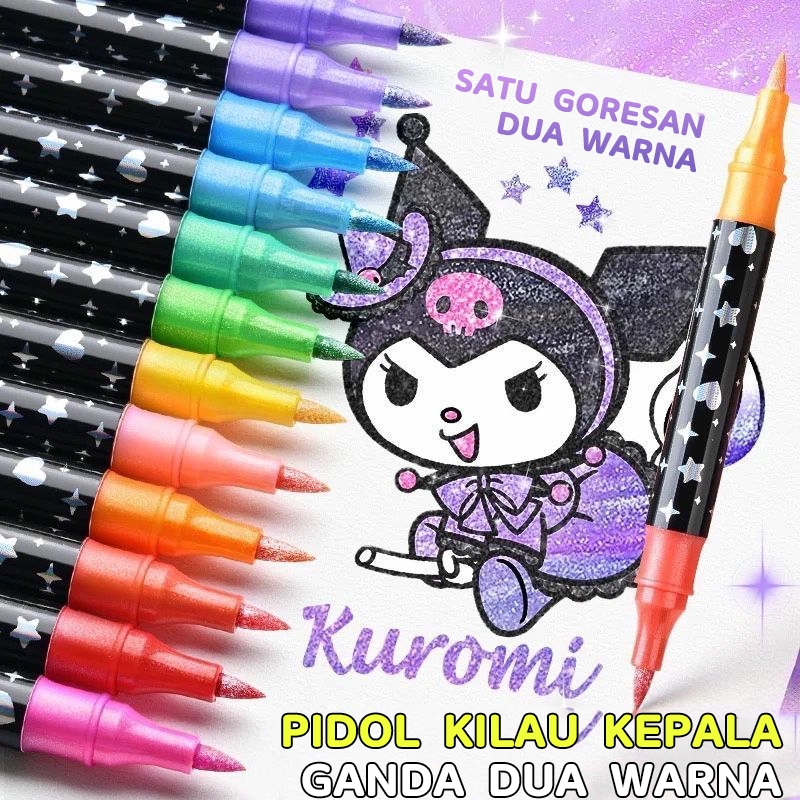 

SPIDOL GLITTER TERBARU - Glitter Marker Dual Tip 2 Warna untuk Hadiah - READY KIRIM