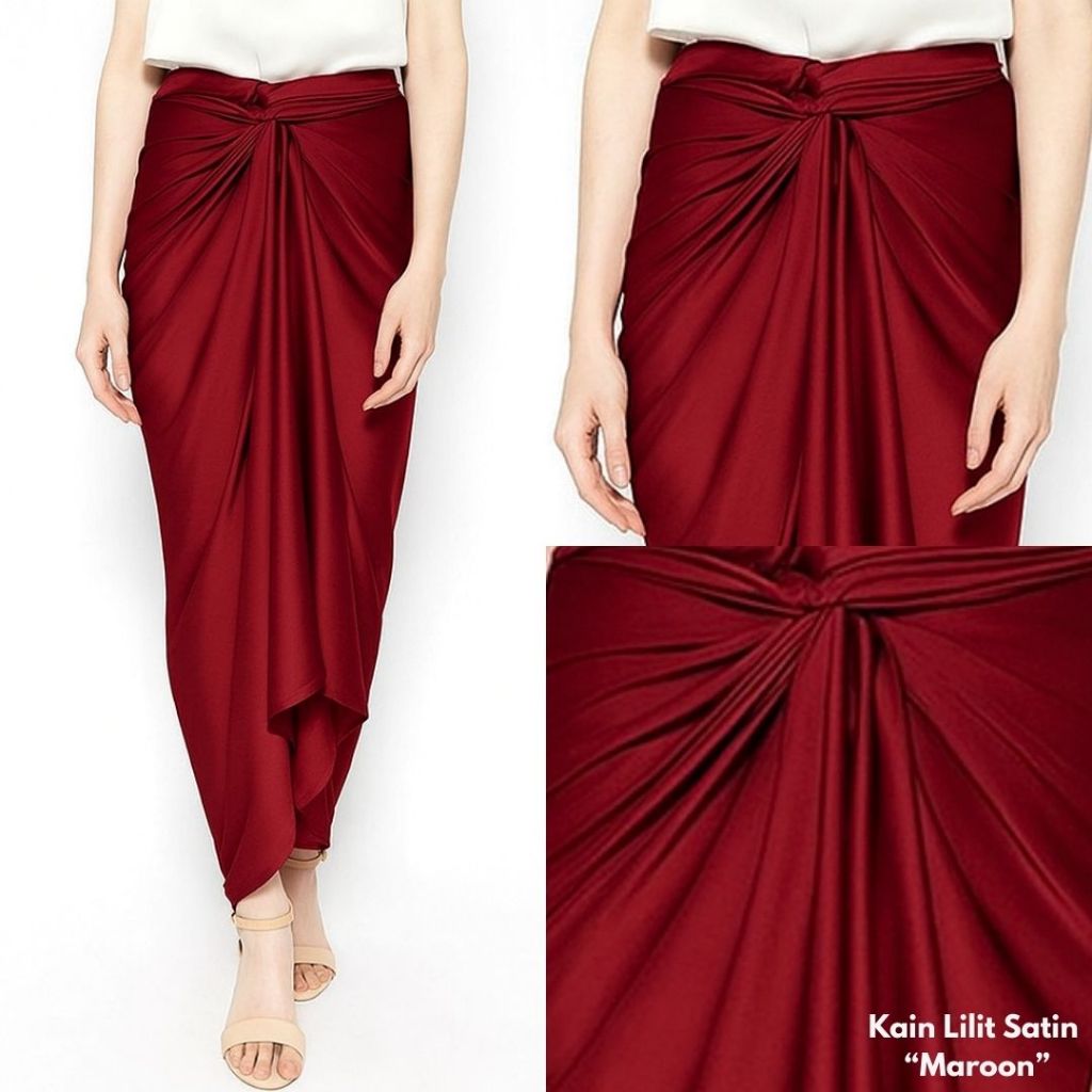 Kain Lilit Satin / Rok Lilit Satin Polos Warna Maroon Bawahan Kebaya
