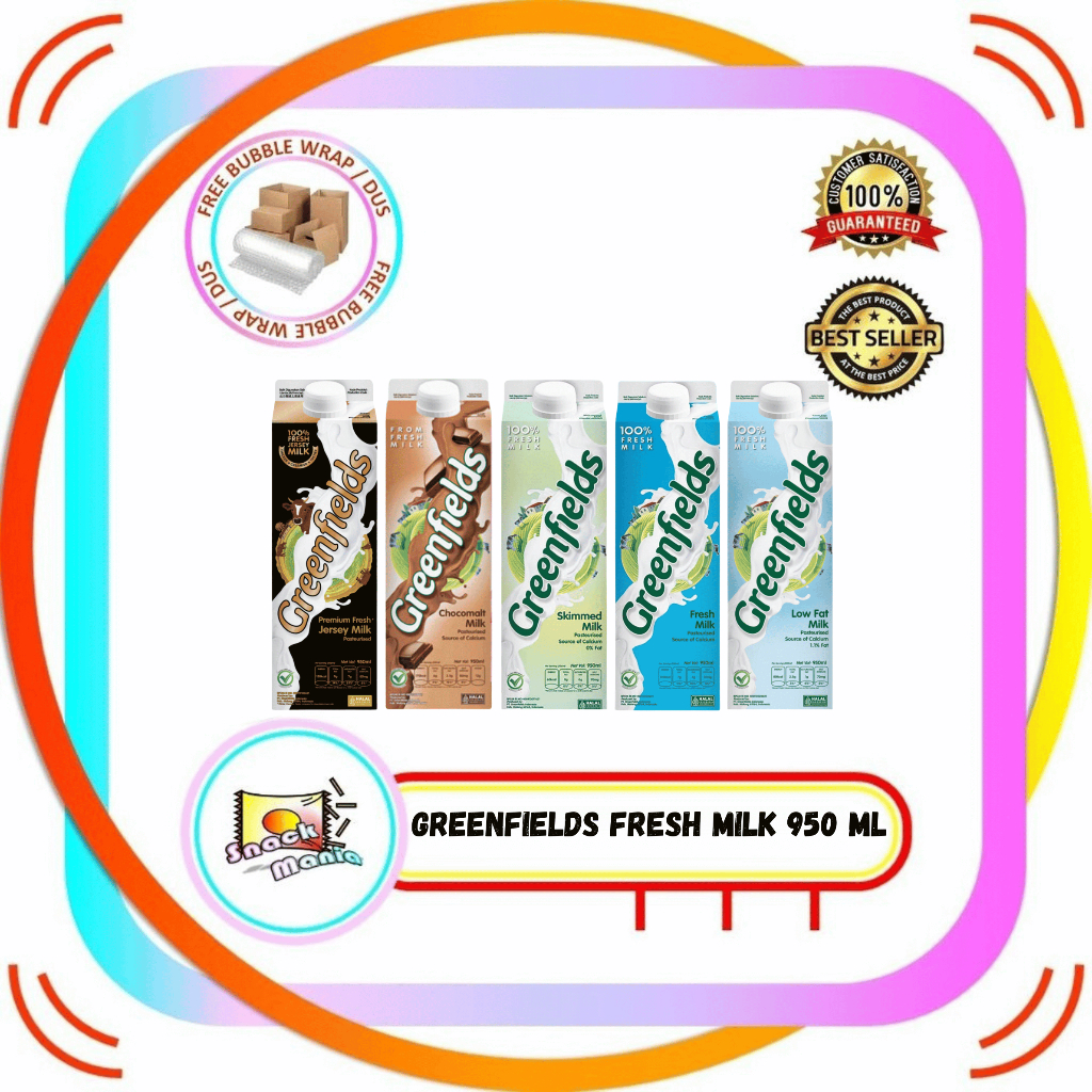 Greenfields FRESH Milk ~ 950 ml Jersey Skim Low Fat Caffe Latte Greenfield Susu Segar with Lid Tutup