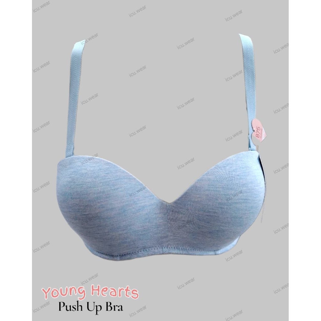 Bra Push Up Katun Kawat Half Cup Cotton Wired Young Hearts Original Y23-20218 Size 32B 34B 36B
