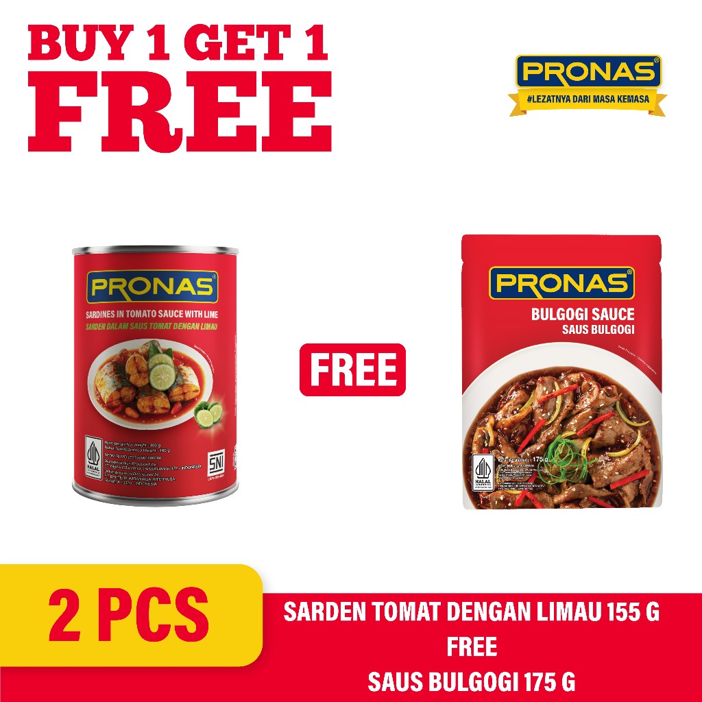 

[BUY 1 GET 1] PRONAS Sarden Saus Tomat dengan Limau 155 g Free Saus Bulgogi 175 g