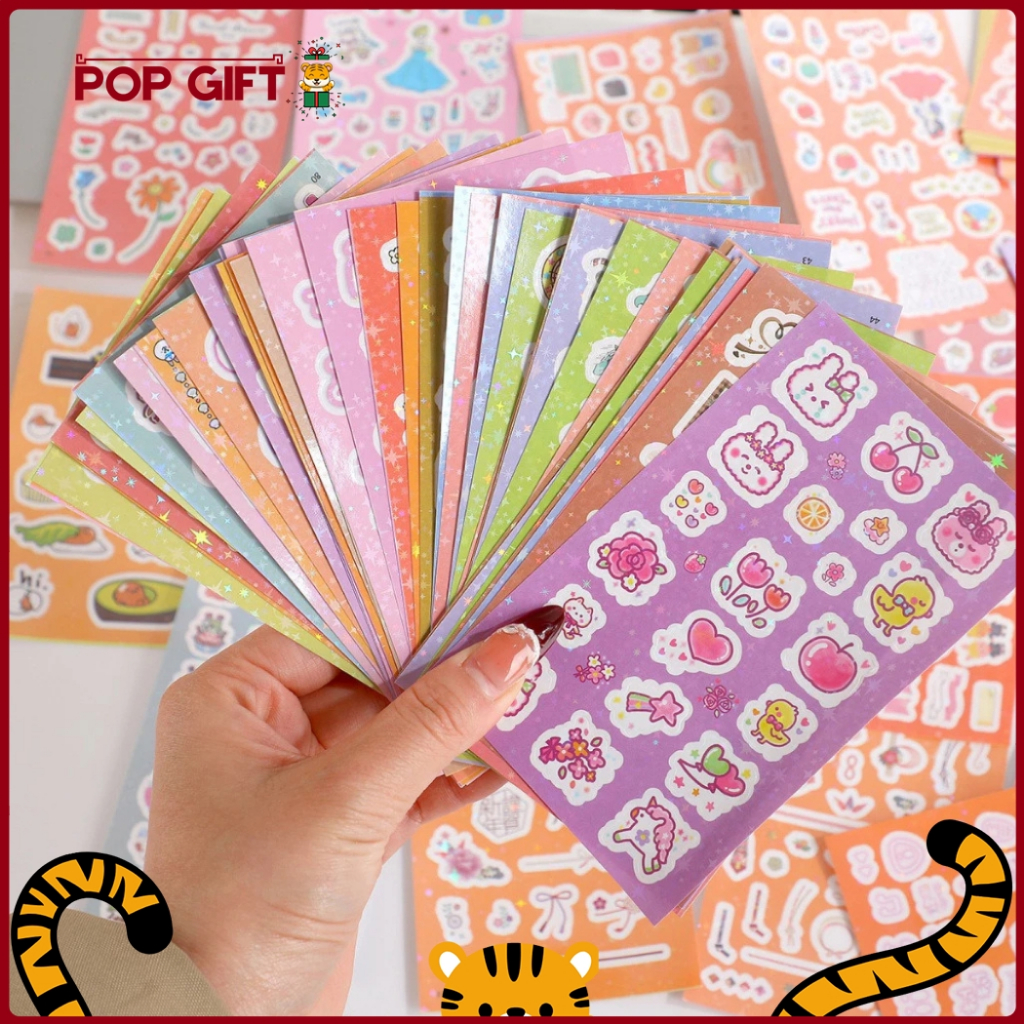 

PG 100 Lembar Stiker Dekor Pack DIY Photocard Sleeve Kpop Sticker Set Journaling Kartun Lucu