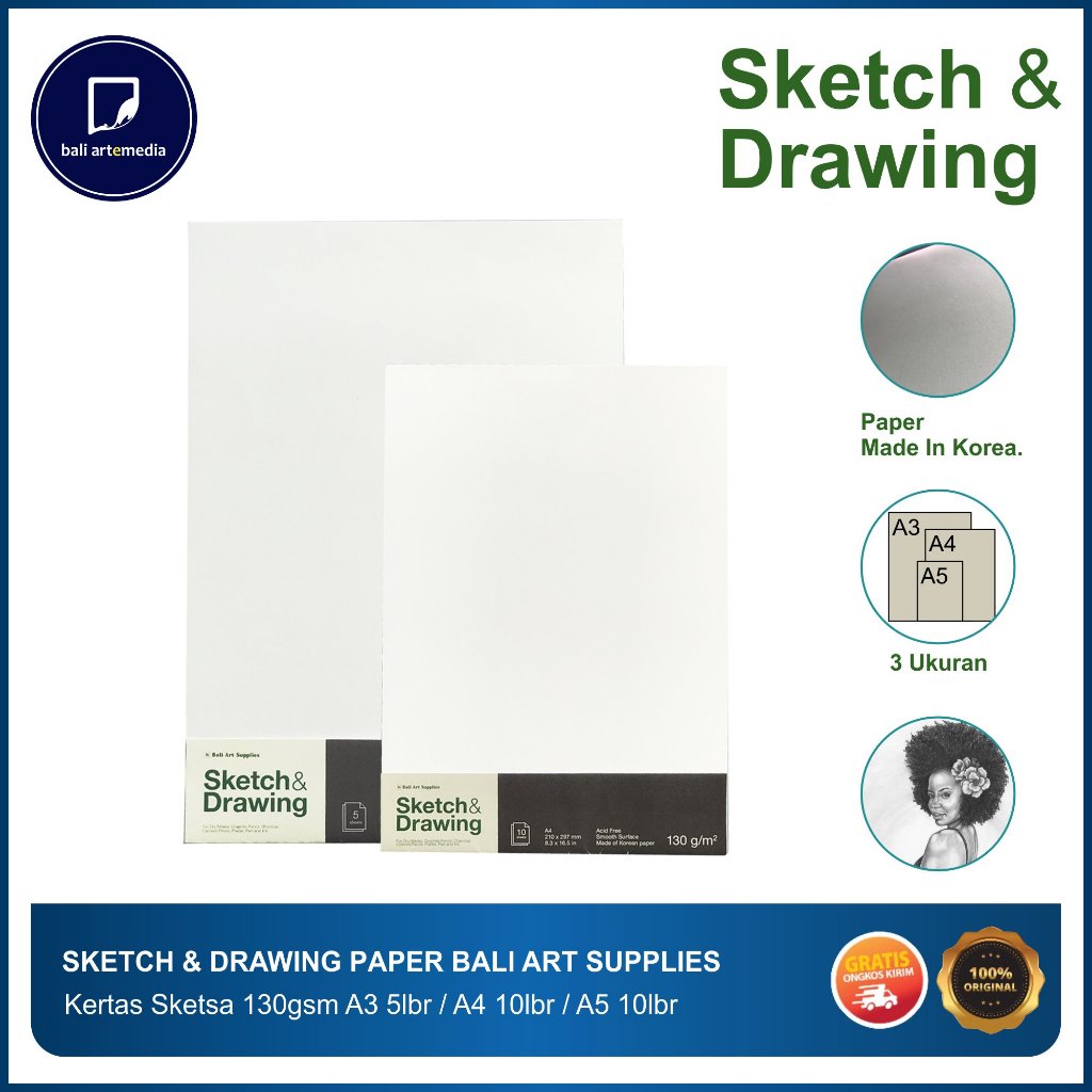 

Bali Art Supplies - Sketch & Drawing Paper - Kertas Sketsa 130gsm A3/A4/A5