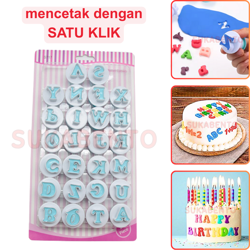 SBT 26pcs Cetakan Huruf Besar Kecil Angka Untuk Kue Keju Biskuit Kue Kering Fondant Cake Press Plung