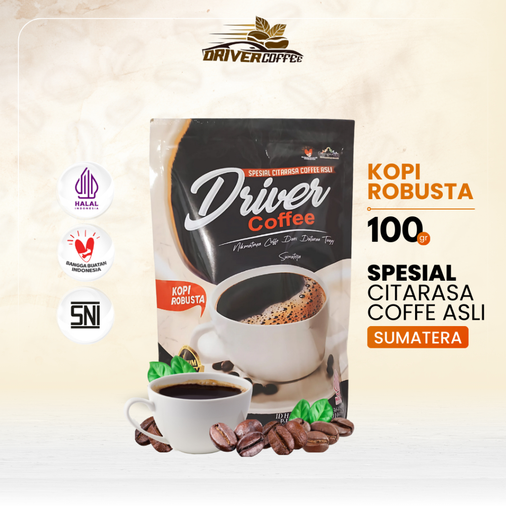 

Kopi Bubuk Driver Coffee Robusta Lampung 100 Gram Aroma Khas Premium