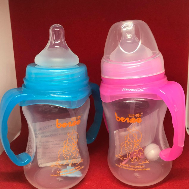 Botol Susu Bayi 180ml/6oz Botol Bayi wide neck PP Baby Bottle dengan pegangan Botol Menyusui ASI Dot