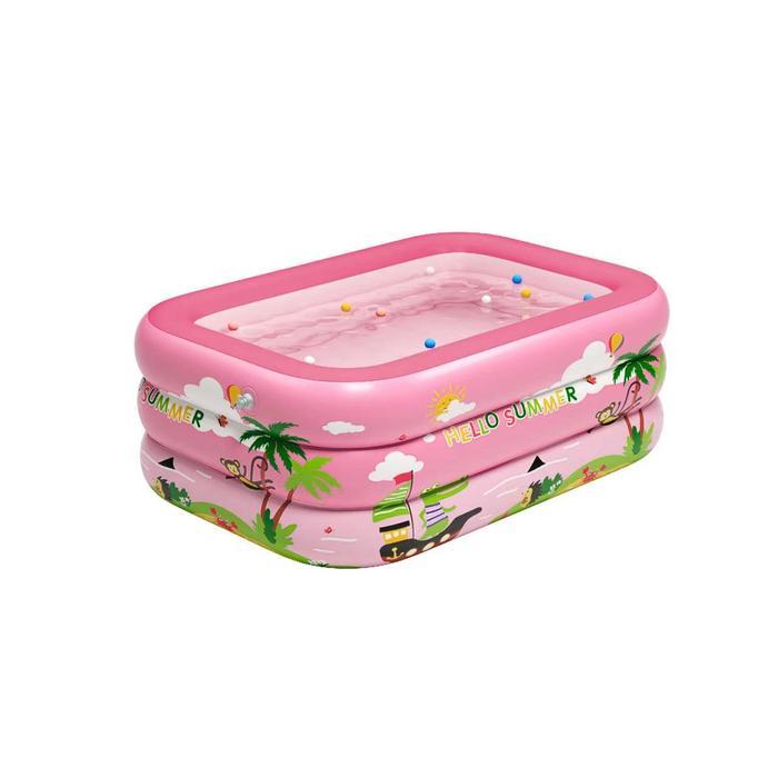 Kolam Renang Anak 150cm Alas Gelembung || Kolam Renang Anak Kotak 150cm Warna biru dan pink