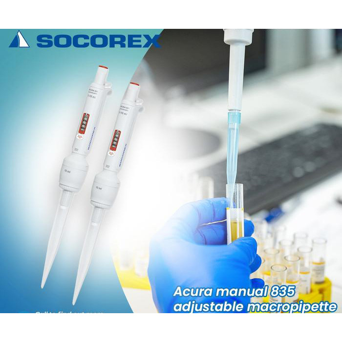 Pipet SOCOREX Acura 835 Macropipet / Makropipet macropipette 1-10ml /  0.5-5ml / 0.2 - 2 mL