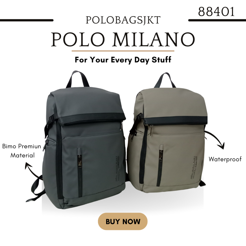 Ransel Pria Polo Milano 88401-18 Inch, Ransel Laptop / Travel / Kerja / Kuliah / Tahan air / Import