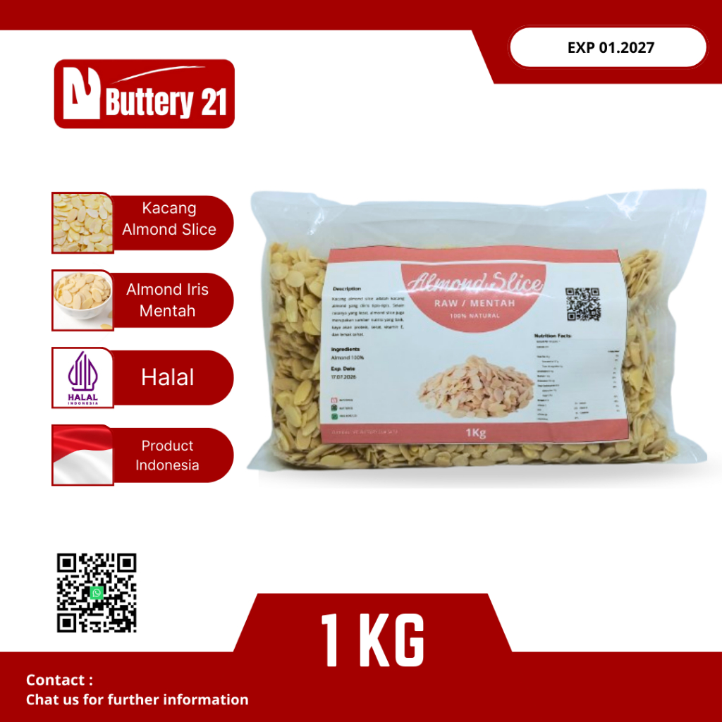 

KACANG ALMOND SLICE 1 KG/KACANG ALMOND IRIS/RAW MENTAH/REPACK KAN DARI ALMONESIA DUS