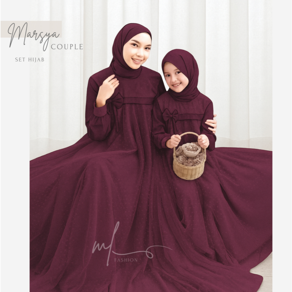 Baju Gamis Couple Mom And Kids Dress kondangan Baju Gaun Crinkle Airflow Mix Tile Dot