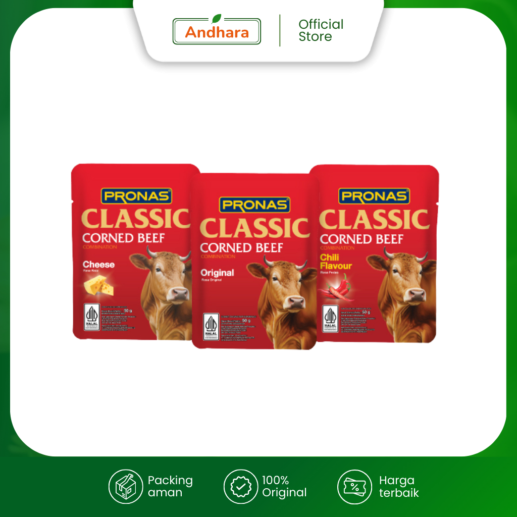 

Pronas Classic Corned BEEF Sachet 50gr - Aneka Rasa - Kornet Saset