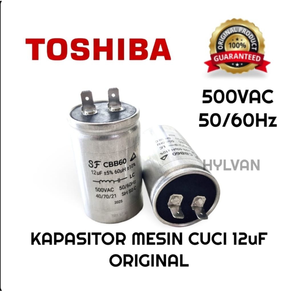 KAPASITOR MESIN CUCI 1 TABUNG TOSHIBA ORIGINAL