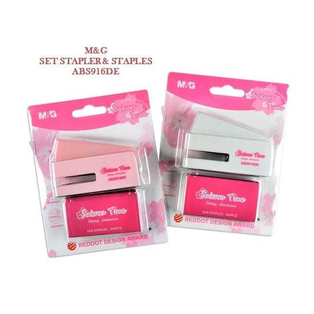 

M&G Stapler Set + Isi Staples ABS916DE | Stapler Mini Sakura Time Limited Edition