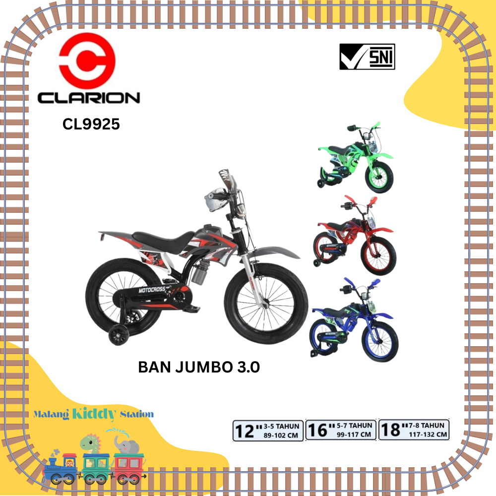 SEPEDA ANAK MAINAN MOTOR TRAIL BAN BESAR CLARION 9925