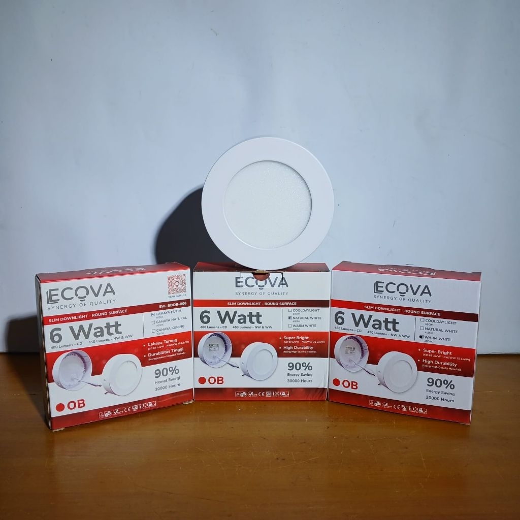 ECOVA DOWNLIGHT LED PANEL 6W OUTBOW OB BULET / 3000K / 4000K / 6500K