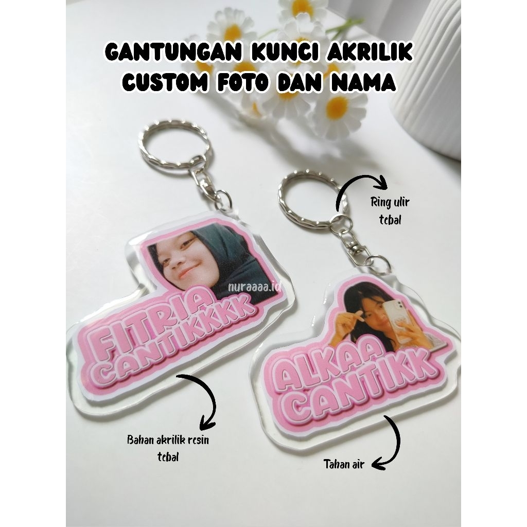 gantungan kunci akrilik custom foto dan nama/ ganci akrilik resin/ ganci custom foto+nama/ganci lucu