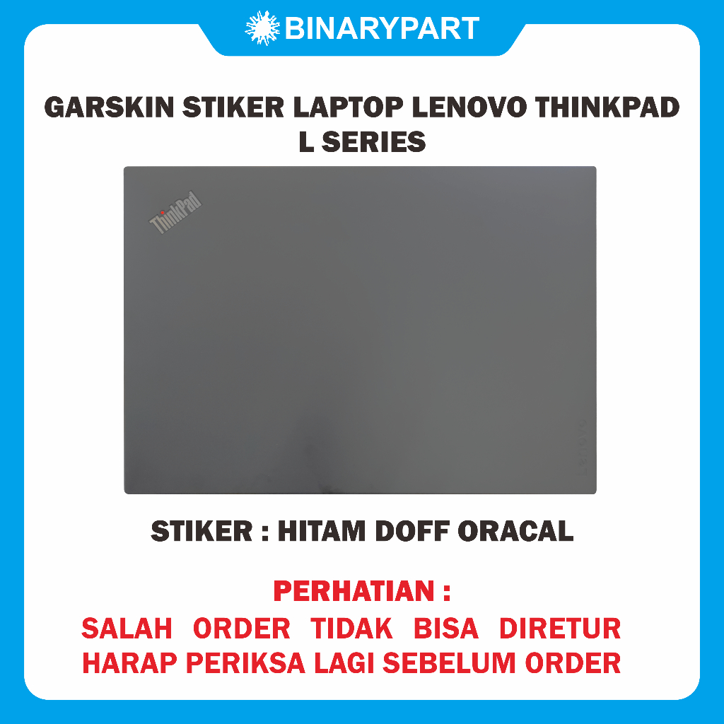 Hitam Doff Oracal L Series - GARSKIN Sticker Laptop Lenovo Thinkpad L Series Hitam Polos
