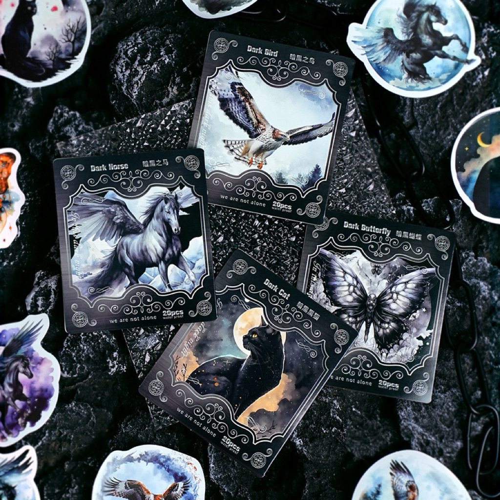 

(8DB) sticker washi paper dark animal black gelap fantasy halloween magic