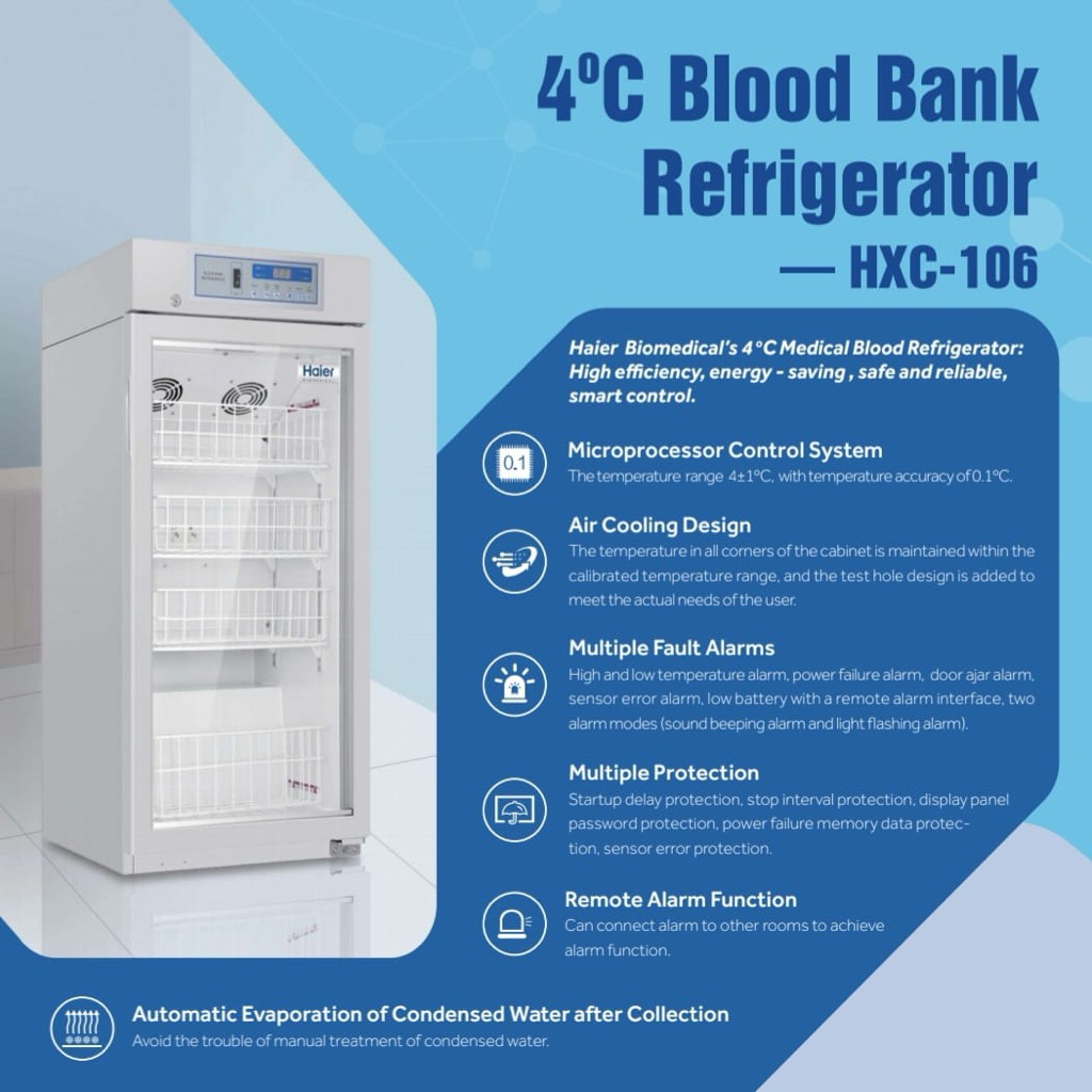 Blood Bank Refrigerator HXC 106 Haier / BLOOD BANK HAIER 106 liter