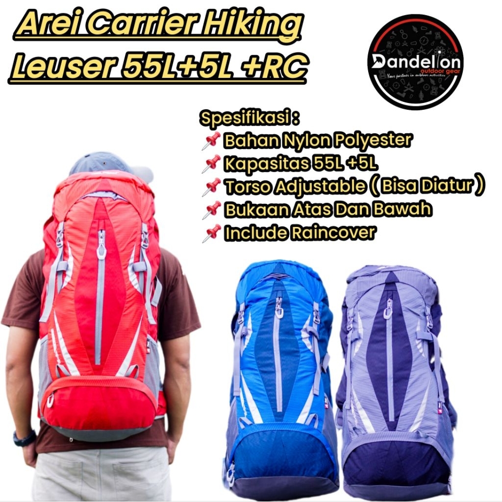 Arei Tas Gunung Carrier Lesuser 45L + 5L Include Raincover