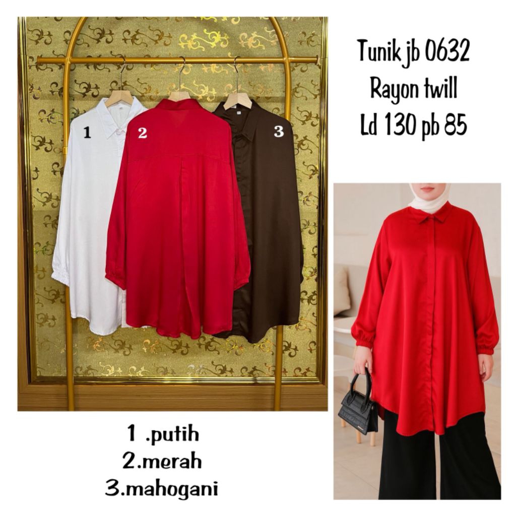 Tunik katun twill jumbo ld 130 cm pb 85 cm/tunik jumbo/tunik katun