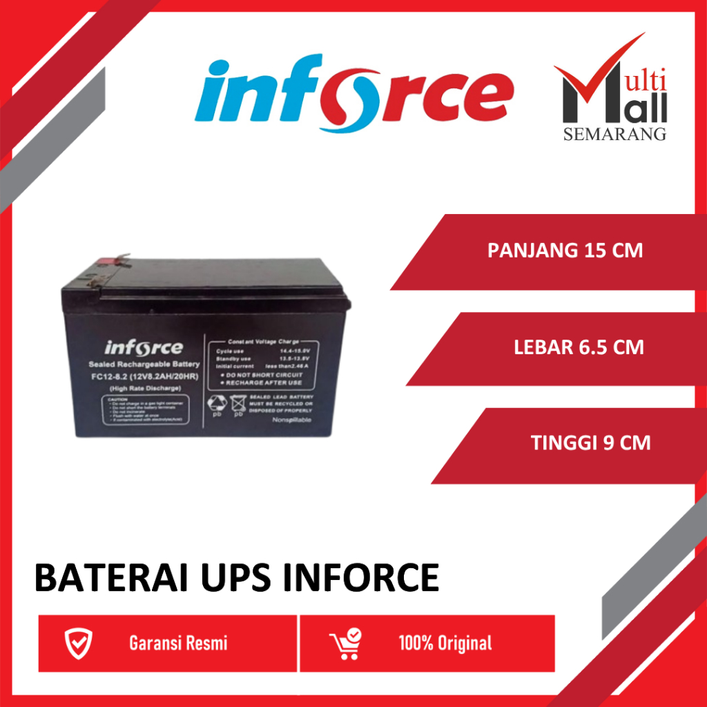 Baterai UPS INFORCE Battery 12 V / 8.0 AH 12V/ 8 AH 8.2 AH