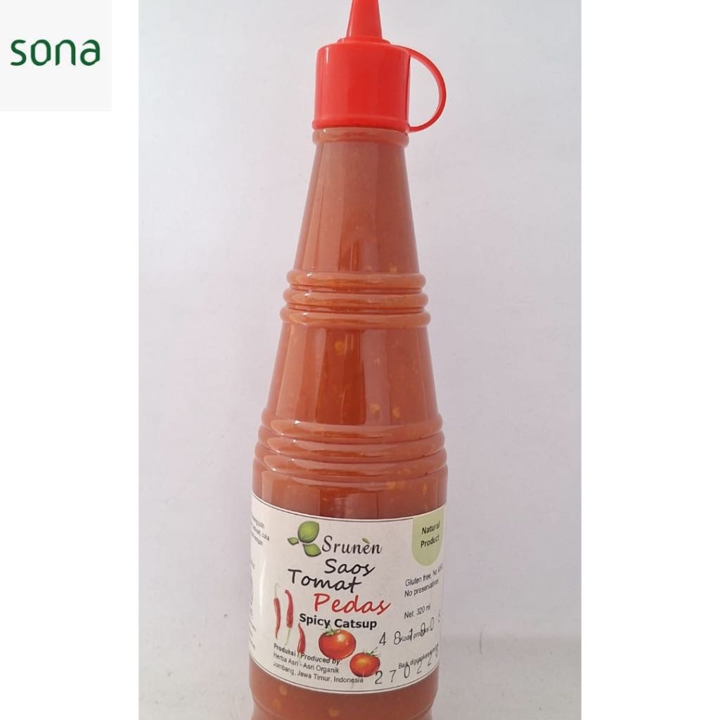 

Saos Tomat Pedas Gluten Free 320 Ml - Srunen - Non MSG