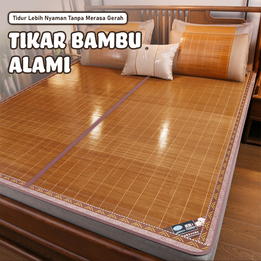 Tikar Bambu Lipat Premium Tikar Lesehan Piknik Karpet Bambu 3 Ukuran Anti Slip Tikar Bambu Polos Ade