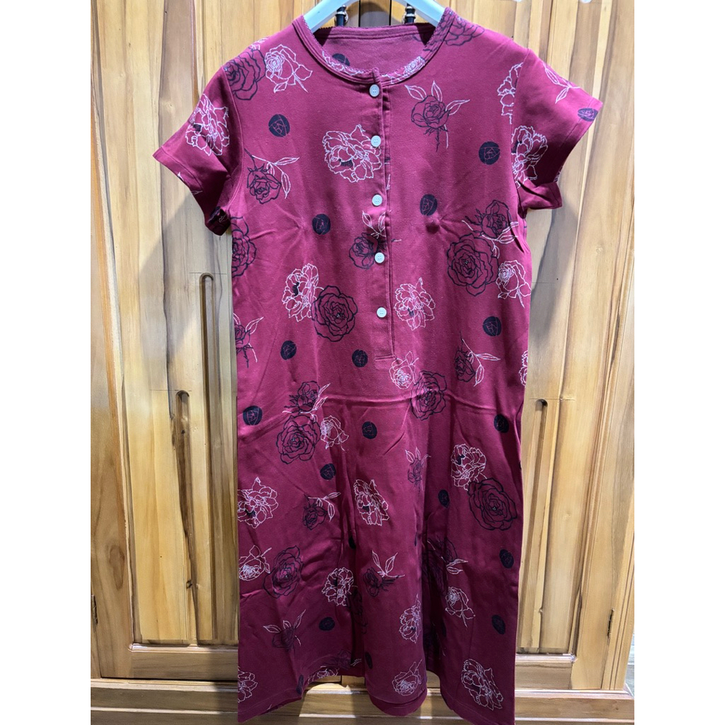 Prelove* Daster kaos tebal bunga merah