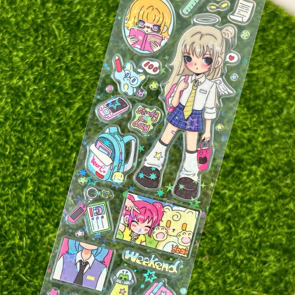 

[cherrys goods] School Day Y2K Sparkle Sticker Roll || Cute Girl Japanese Korean Style Deco Stiker Journaling Scrapbook Washi Tape Transparan Anak Buzzz Object