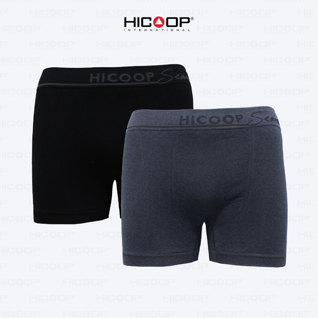 Hicoop - Underwear Boxer - Celana Dalam / Celana Pendek Pria Boxer Seamless - Hitam/Abu - Isi 1 Pcs 