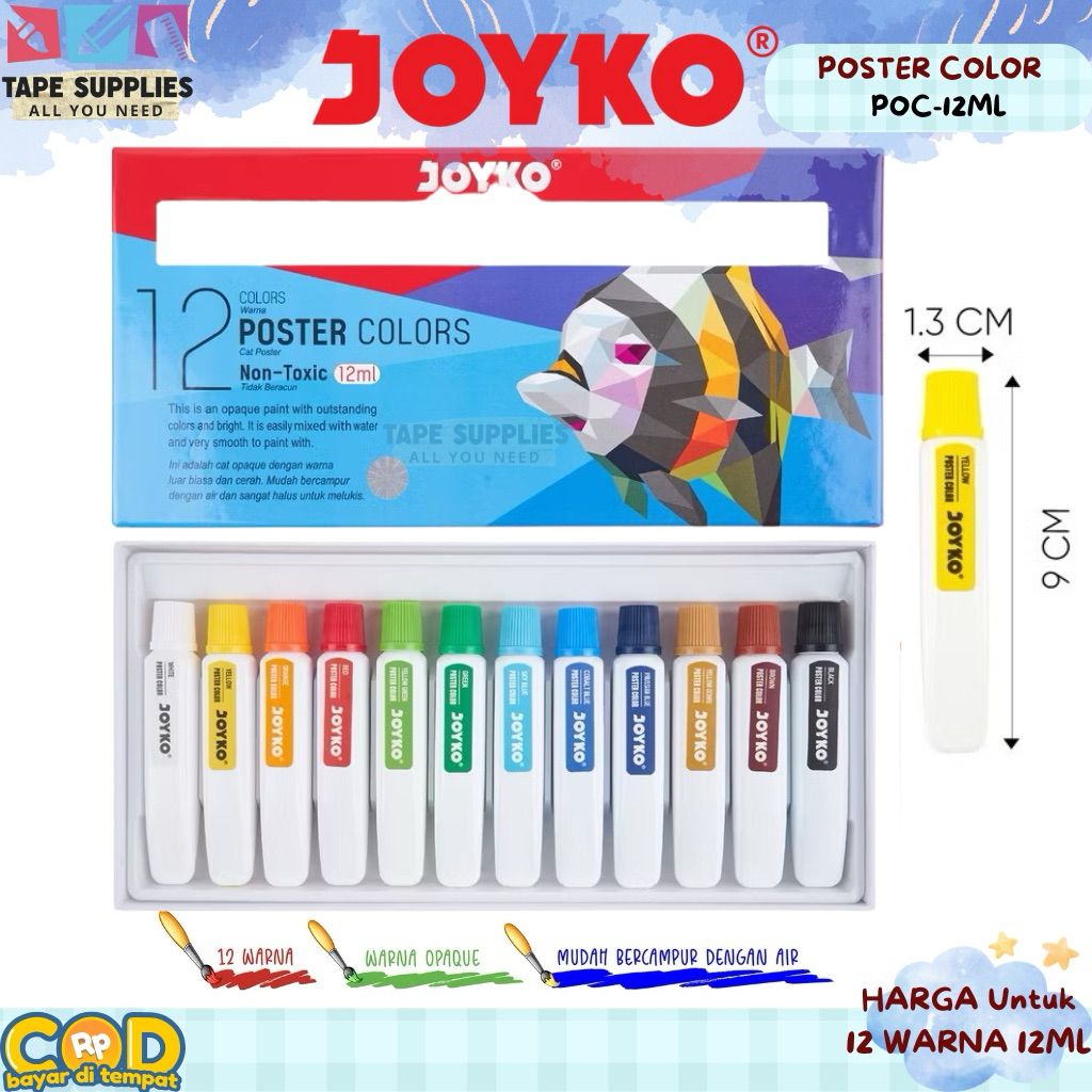 

Joyko Poster Color Cat Poster Non Toxic 12 Warna 12ml Set POC-12ML