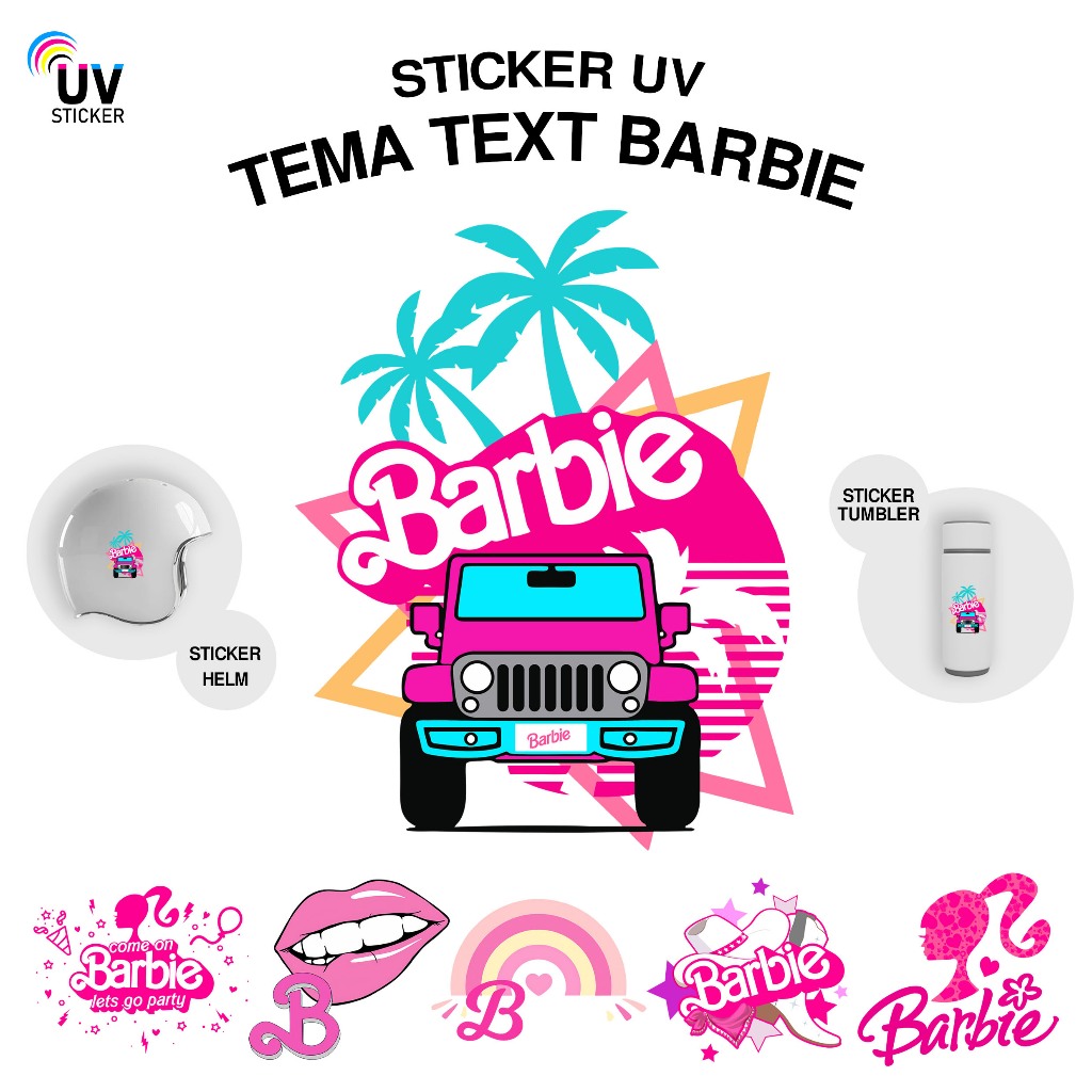 

STIKER UV - TEMA TEXT BARBIE | STICKER UV, STICKER MOTOR, STICKER MOBIL, STICKER HELM, STICKER TUMBLER, STICKER 3D, STICKER UV DTF BY UVSticker