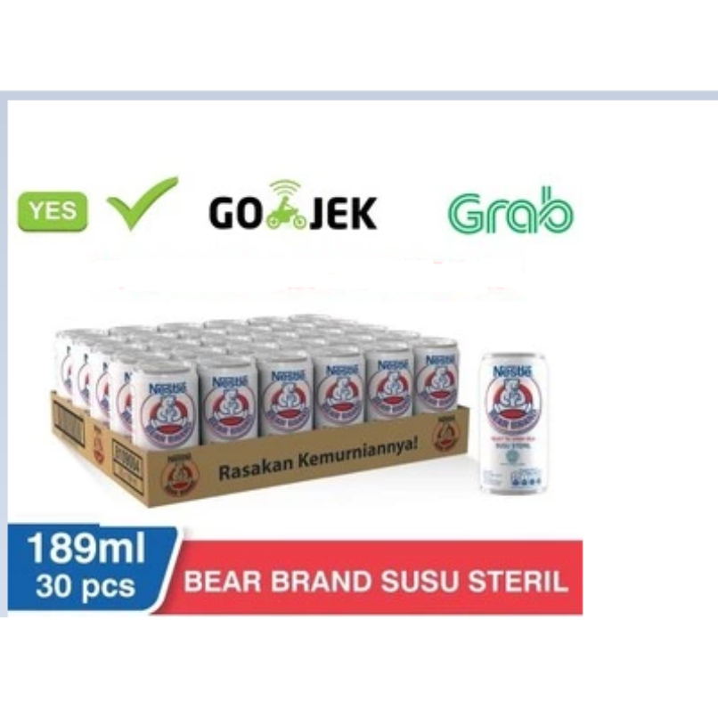 

Susu Beruang Bear Brand Kaleng 189 ml, 1 dus isi 30 klg, susu steril