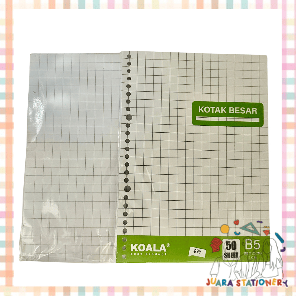 

(630) Loose Leaf Koala B5 Kotak Besar 50 lembar / Refill Binder Isi Loose Leaf Kotak Kecil