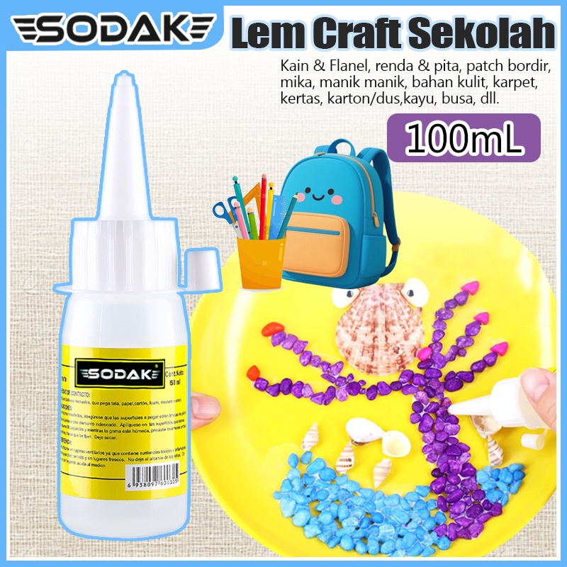

100ml Lem Craft Sekolah / Lem Kertas Serbaguna / Lem Kain Baju SODAK original 001