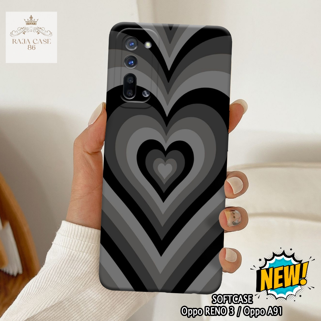 Case Oppo Reno 3 / Oppo A91 - Rajacase - casing Oppo Reno 3 - Motif case Love - Pelindung handphone 