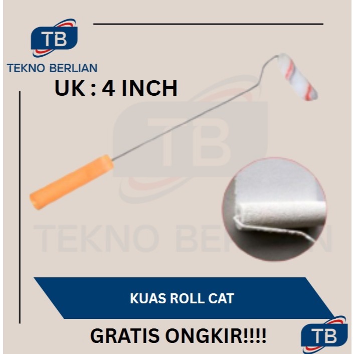 Kuas Roll 4 Inch Koas Cat Tembok Kuas Roll 4" / 10cm Cat Kecil Tembok Gagang