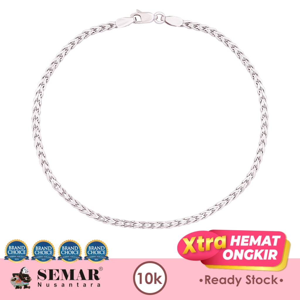 Gelang Emas Rantai Sarah White Gold 10K Semar Nusantara