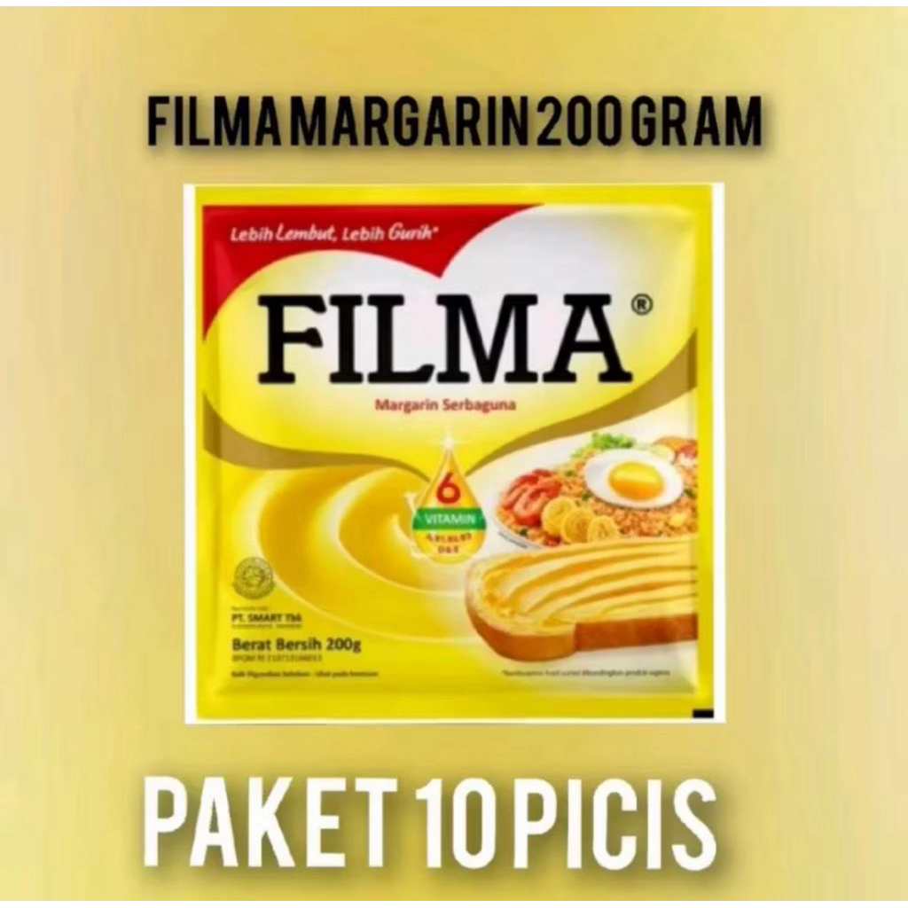 

PAKET 10 pcs FILMA MARGARINE SERBAGUNA KEMASAN 200 gram