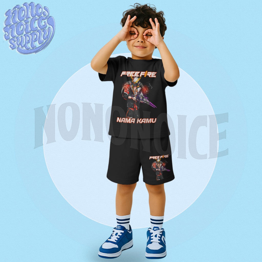 Setelan Kaos Anak Free Fire SG OPM SG 2JT FF / Baju Celana Pendek Setelan Anak FreeFire SG OPM 2JT F