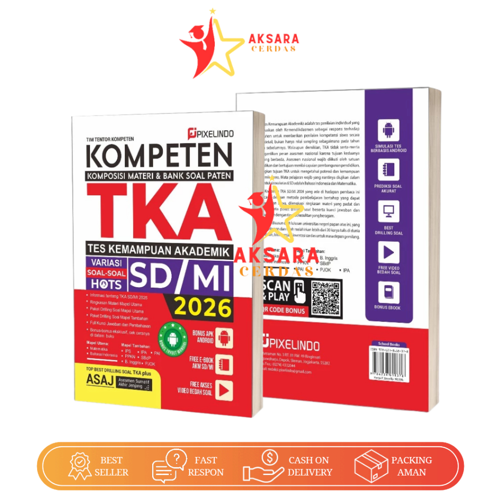 Buku Kompeten TKA 2026 SD MI Ujian Nasional dan Sekolah Variasi Soal Soal Hots Plus Bank Soal Paten