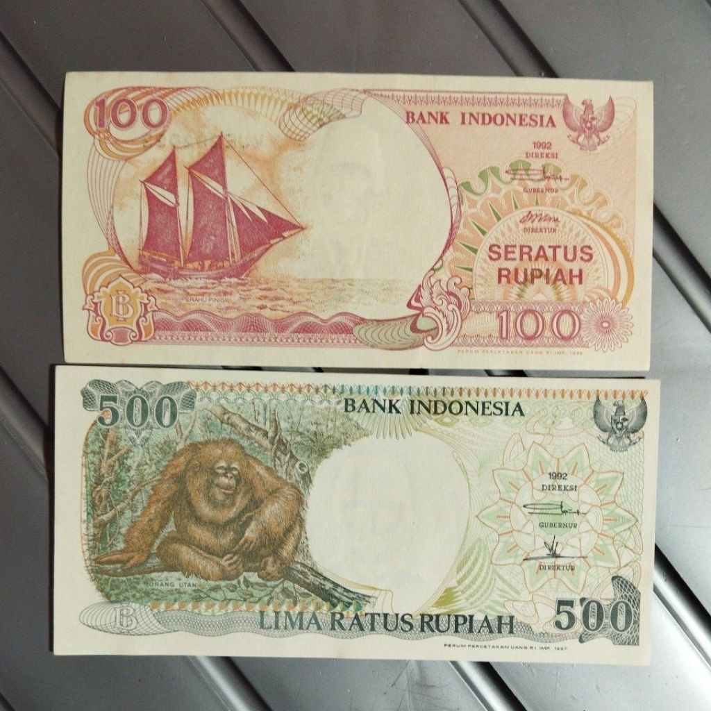 paket 2 lembar uang kuno thn 1992 gres baru UNC ASLI