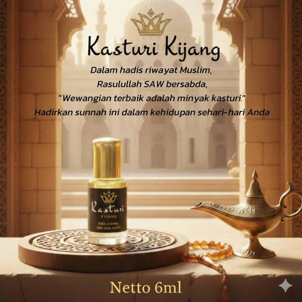 Parfum Kasturi Kijang - Parfum Ibadah - Kemasan Roll On Oles - 100% Non Alkohol - Parfum Minyak Wang