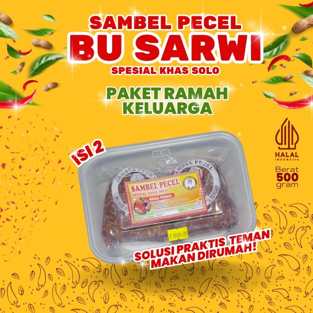 

Sambel Pecel Solo Bu Sarwi 500 gram (2 IN 1)