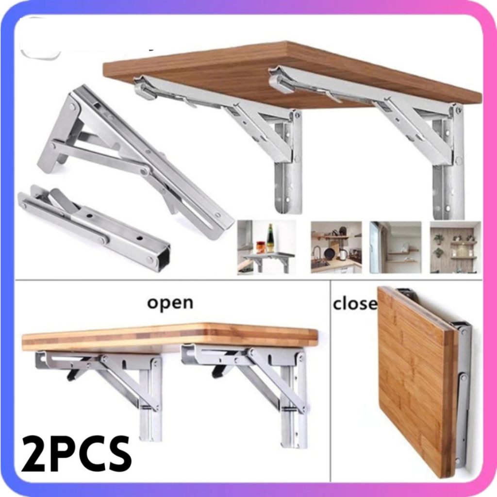 Set Siku Meja Lipat Dinding | Bracket Engsel Meja Lipat Penyangga Rak Dinding Stainless Steel