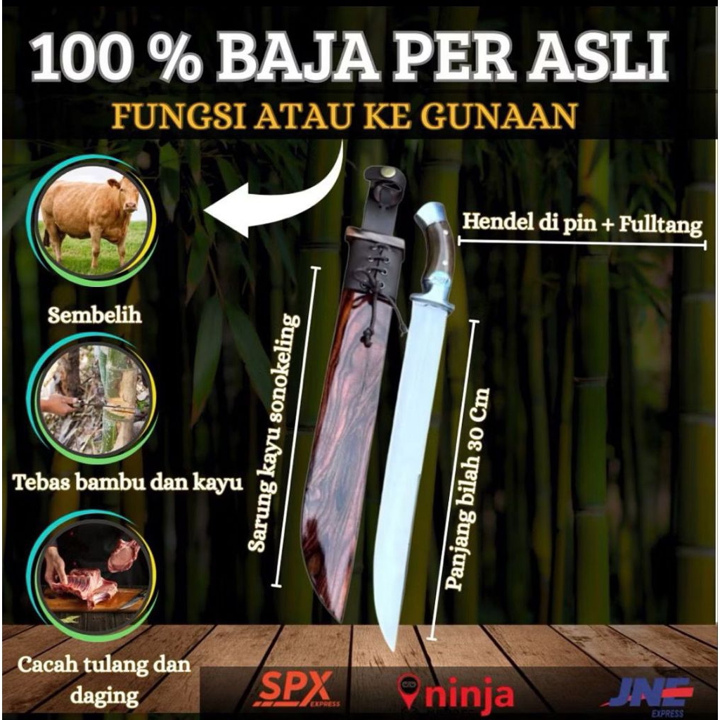 Golok Kebun Golok Multi Pungsi Dengan Bahan Baja Per Asli Potong Bambu Potong Kayu Dengan Kualitas Y