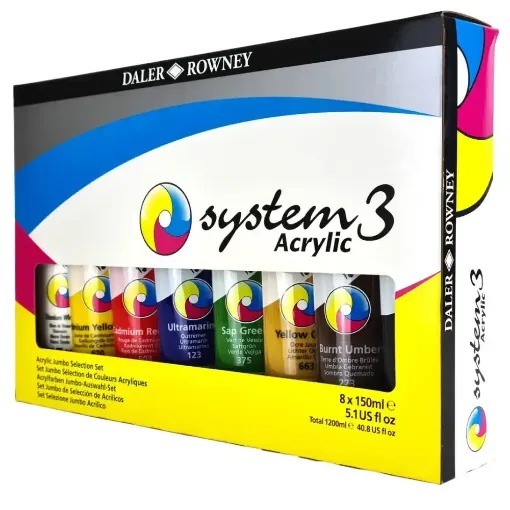 

Daler Rowney System3 Acrylic Color Jumbo Selection Set 8 x 150ml / cat akrilik